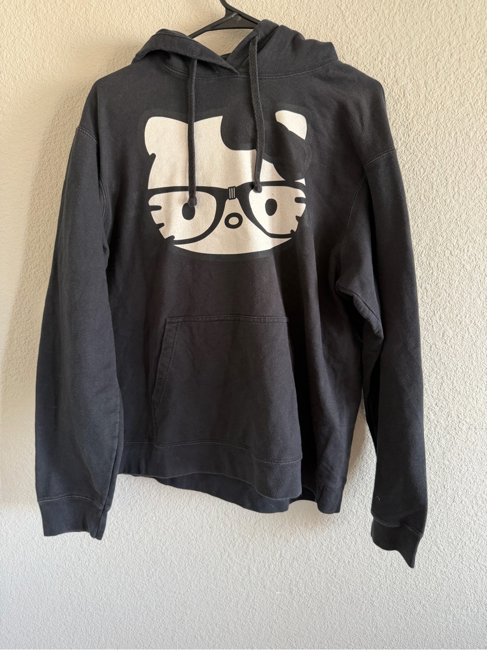 Sanrio Black Hoodie with White Hello Kitty Graphic